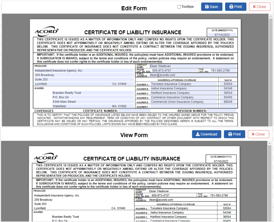 New ACORD Form Viewer